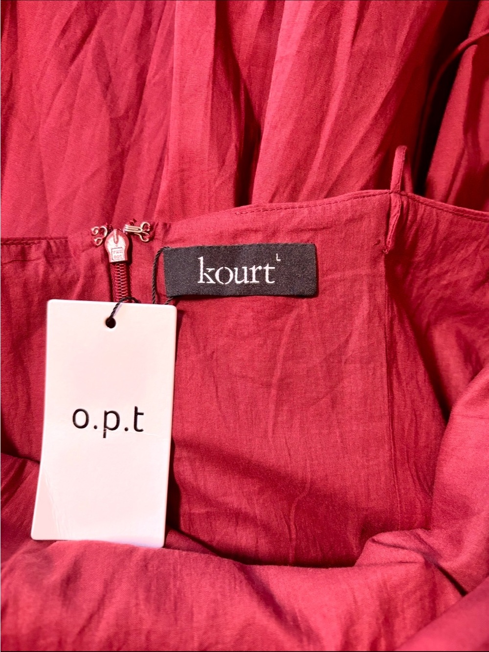 NWT o.p.t Few Moda Drop Waist Dress Wine Size Large - Picture 5 of 7